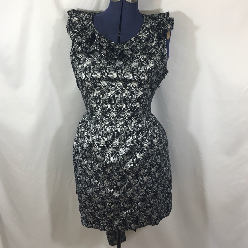 Tulle Silver Rose Print Dress L XL Summer